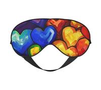Rainbow Colored Gay Pride Hearts Printed Eye Mask,Blackout Sleep & Eye Mask for Women,Sleep Mask with Adjustable Strap, Suitable for Both Bedtime and Travel