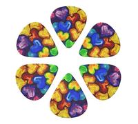 Rainbow Colored Gay Pride Hearts Printed Guitar Picks -6 Pcs Guitar Picks Plectrum,Guitar Accessories,Electric Guitar Pick, Bass & Ukulele 0.96mm