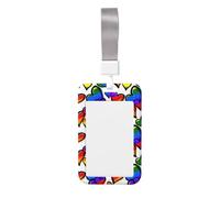 Rainbow Colored Gay Pride Hearts Printed Id Badge Holder with Neck Strap Vertical Waterproof Name Card Holder for Office School