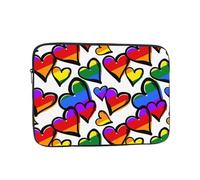 Rainbow Colored Gay Pride Hearts Printed Laptop Sleeve for Men Women 10 inch Shockproof Laptop Case Bag for Travel Office School