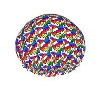 Rainbow Colored Gay Pride Hearts Printed Reusable Shower Hats, Double Layer Headgear For Spa And Salon, Large Hair Wrap