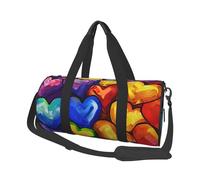 Rainbow Colored Gay Pride Hearts Printed Sports Gym Bag with Wet Pocket & Shoes Compartment, Travel Duffel Bag for Men Women