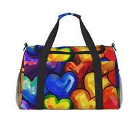 Rainbow Colored Gay Pride Hearts Printed Travel Duffle Bag for Men Women Large Sport Gym Bag Handbag with Shoulder Strap for Travel Weekend Fishing Hunting