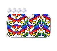 Rainbow Colored Gay Pride Hearts Printing Upgrade Car Windshield Sun Shade Protect Car From Sun Rays Heat Damage,Vehicle Accessories