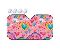 Rainbow Colored Gay Pride Hearts Printing Upgrade Car Windshield Sun Shade Protect Car from Sun Rays Heat Damage,Vehicle Accessories