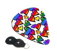 Rainbow Colored Gay Pride Hearts Set Of 6 Guitar Plectrums For Acoustic Guitar, Electric Guitar, Bass, Ukulele - Thin, Medium And Thick.