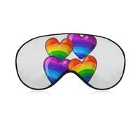 Rainbow Colored Gay Pride Hearts Sleep Mask Light Block-Out Eye Mask for Side Sleeper Pressure-Free Soft Night Blindfold with Adjustable Strap Breathable Sleep Eye Cover for Travel