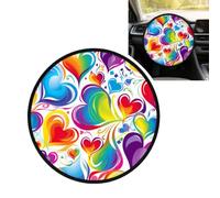 Rainbow Colored Gay Pride Hearts Steering Wheel Sun Shade Cover for Car SUV Truck Van, Reflective Heat Insulating Sun Protector, Foldable Auto Interior Accessory