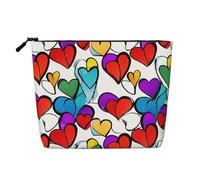 Rainbow Colored Gay Pride Hearts - Themed Makeup Bag - Waterproof Hemp Cosmetic Pouch for Travel, Daily Use & Gifts (9.5x6.7x2in)