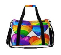 Rainbow Colored Gay Pride Hearts Travel Duffel Bag - Large-Capacity Foldable Travel Bags.gym Bag for Sports And Yoga Men Women.tote Bags Weekender Overnight Carry On Tote Handag for Travels.