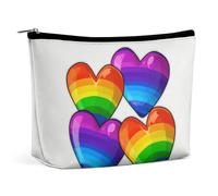 Rainbow Colored Gay Pride Hearts Travel Makeup Bag Large Toiletry Bag for Women Waterproof Cosmetic Bags for Purse Portable Makeup Organizer Bags Cute Zipper Pouch Cosmetic Pouch Funny Travel Makeupba