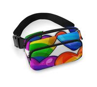 Rainbow Colored Gay Pride Hearts Waist Bag Fashion Fanny Bag with Adjustable Strap for Outdoor Workout Cycling Unisex, white, 20x13cm, Waist Bag