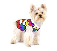 Rainbow Colored Hearts Printed,Cotton Sleeveless Pet T-Shirt Soft Stretchy Puppy Breathable Vest,L