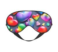 Rainbow-Colored Love Hearts Eye Mask, Sleep Mask for Men Women 100% Blackout, No Pressure On Eyes, Soft & Breathable