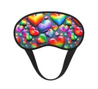 Rainbow-Colored Love Hearts Print Blackout Sleep Mask, with Adjustable Strap for Travel, Night Work, Nap, Office