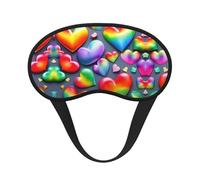 Rainbow-Colored Love Hearts Print Blackout Sleep Mask, with Adjustable Strap for Travel, Night Work, Nap, Office
