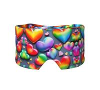Rainbow-Colored Love Hearts Print Sleep Eye and Ear Muffs for Sleeping with Adjustable Strap for Travel Nap Shift Work Office