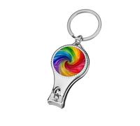 Rainbow Colored Print Nail Clipper for Men Women Portable Metal Nail Cutter with Nail File