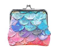 Rainbow Colored Scales Dreamy Color Schemes PU Leather Small Coin Purse Cute Mini Change Wallet Coin Pocket for Men Women Travel