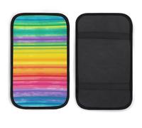 Rainbow Colored Striped Car Handrail Box Cushion Soft Comfortable Anti Slip,Car Armrest Cushion Neoprene Universal Decoration,car Center Console Coverfor Most Cars Trucks And SUV