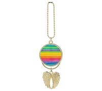 Rainbow Colored Striped Car Pendant, Rear View Mirror Hanging Ornament, Auto Decor for Rearview Mirror, Keychain Golden-Style