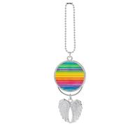 Rainbow Colored Striped Car Pendant, Rear View Mirror Hanging Ornament, Auto Decor for Rearview Mirror, Keychain Silver-Style