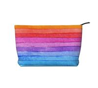 Rainbow Colored Striped, Cosmetic Bag Corduroy Makeup Bag Portable Travel Toiletry Bag