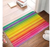 Rainbow Colored Striped Door Mat Indoor Outdoor Doormat Non-Slip Entryway Mat Absorbent Mud Trapper Mats Heavy Duty Welcome Mat Washable Flannel Bath Mat Small Carpet 16 X 24 in