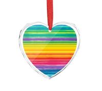 Rainbow Colored Striped Glass Window Hanging for Heart-Shaped,Ornament for Women,Men,Wall Art for Home,Office,Home Decor