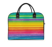 Rainbow Colored Striped Laptop Tote Bag Casual Travel Handbag Multi Pocket Shoulder Bags for Work Travel