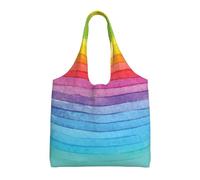 Rainbow Colored Striped Print Canvas Tote Bags for Women Reusable Grocery Bag Large Gym Canvas Cloth Pouchportable Shopping Handbag