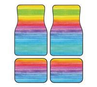 Rainbow Colored Striped Print Car Foot Mat Universal Non-Slip Jet-Washable Car Mat