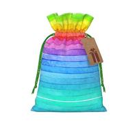 Rainbow Colored Striped Print Drawstring Gift Bags,For Holiday Season,Birthdays,Anniversaries And Any Special Occasion