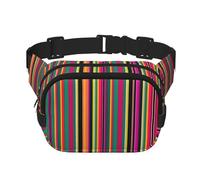 Rainbow Colored Striped print Fanny Pack Waist Packs with Extender for Men Women, Waist Bag Hip Pack with Zipper Pockets, Black, One Size