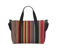 Rainbow Colored Striped print Gym Bag for Women, Weekender Overnight Bag,Personal Item Bag, shoulder Bag for Women Men, Black, One Size