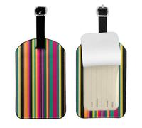 Rainbow Colored Striped Print Luggage Travel Bag Tags Luggage Tag Holder Name Labels Set for Men Women