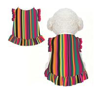 Rainbow Colored Striped Print Pet Breathable Sleeveless Skirt XL