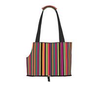 Rainbow Colored Striped Print Pet Tote Bag,Single Shoulder Carrier, Pet Travel Handbag For Small Dogs & Cats Outings
