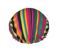 Rainbow Colored Striped Print Shower Cap, Shower Cap for Women Reusable, Waterproof Bath Cap,Quick Drying Bath Hair Cap