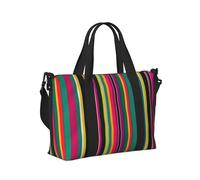 Rainbow Colored Striped Print Travel Hand Bag for Women Men Lightweight Foldable for Weekend Trips Gym Vacation