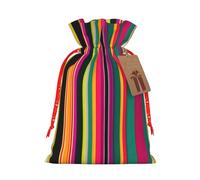 Rainbow Colored Striped Printing Festive Christmas Drawstring Gift Bags For Xmas Wedding And Party Present Sack