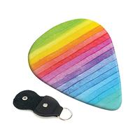 Rainbow Colored Striped Set Of 6 Guitar Plectrums For Acoustic Guitar, Electric Guitar, Bass, Ukulele - Thin, Medium And Thick.