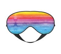 Rainbow Colored Striped Sleep Eye Mask Comfortable Eyes Hade for Sleeping,Light Blocking Sleep Mask with Adjustable Strap