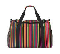 Rainbow Colored Striped Travel Bag, Weekender Bags For Women Men For Outdoor Adventures, Ideal For Camping And Hiking, Black, One Size