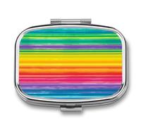 Rainbow Colored Striped Weekly AM/PM Pill Organizer.Waterproof Portable Compact Travel Pill Organizers.Small Pill Box for Medicine Holder for Vitamins Medication.