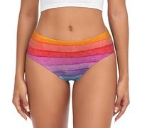 Rainbow Colored Striped Women'S Briefs - Comfortable And Stylish Underwear For Everyday Wearl, Low Rise Briefs, Stretchy Briefs, Premium Quality Briefs, Breathable Underwear
