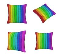 Rainbow Colored Wood Background All Season Pillow Case Cover Polyester Double Sided Print,Soft Decorative Cushion Cover For Sofa Bed-Hidden Zipper, Wrinkle Resistant