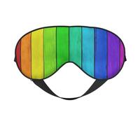 Rainbow Colored Wood Background Night Mask Soft Reversible Eye Cover Adjustable Strap Light Blocking Comfortable Rest