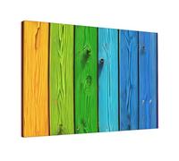 Rainbow Colored Wood Background -Print Unframed Wall Art 12X18 Inch, Canvas Print with Mounting Hooks, Modern Home Decor for Living Room, Bedroom & Office.