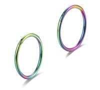 Rainbow Colorful 20g 6mm Small Nose Rings Hoop G23 Titanium Hinged Segment Rings Seamless Clicker Sleeper Rook Daith Tragus Helix Cartilage Piercing Hoop Earrings